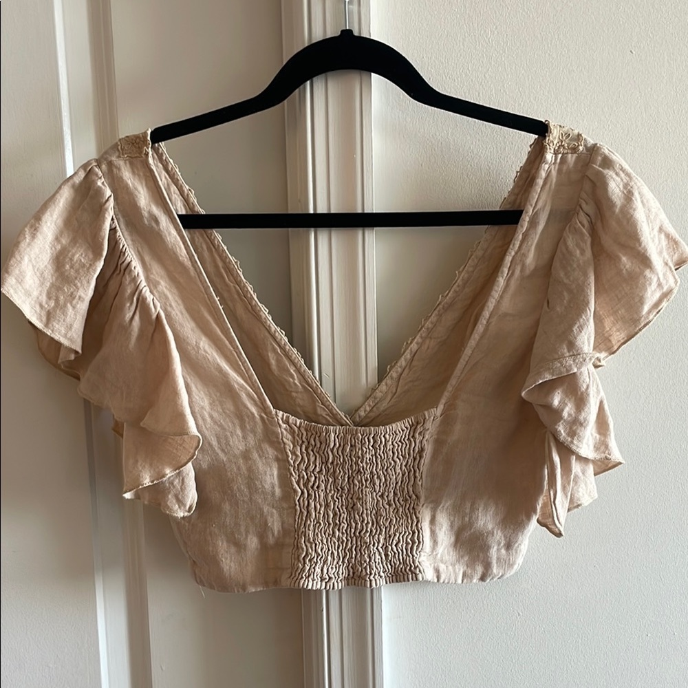 Zara Ruffled Flutter Sleeve Crop Top - Picture 2 of 3